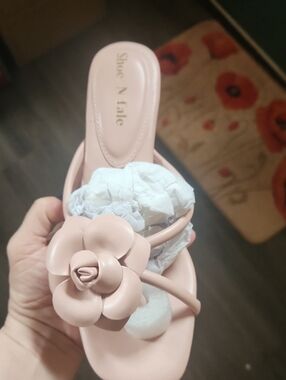 ShoeNTale Blush Pink Floral Slide Mules